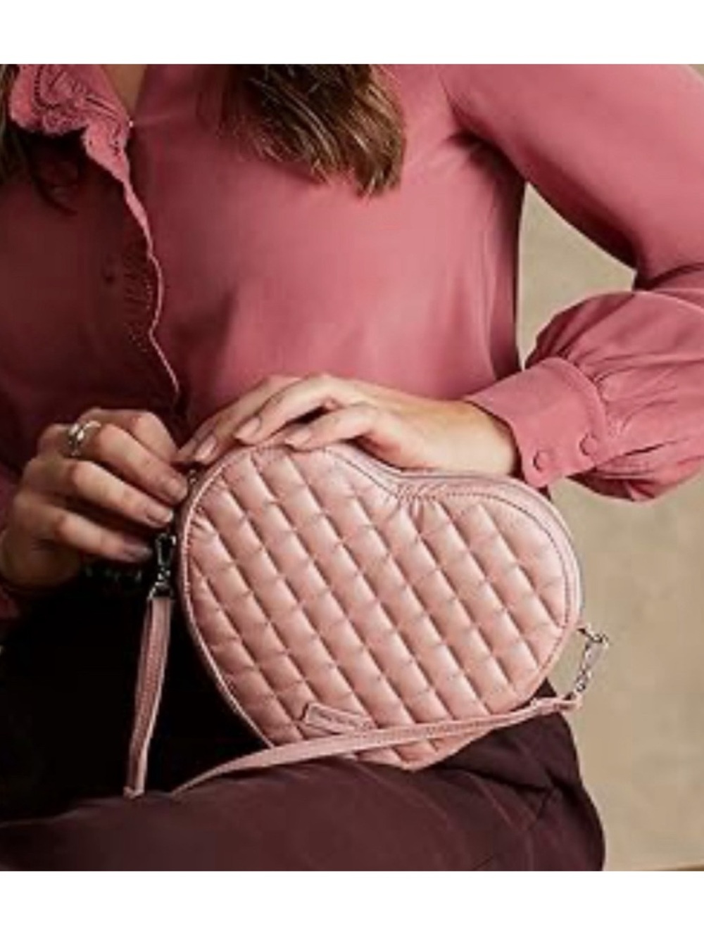 NWT Vera Bradley Pink Heart Shaped Crossbody Purse Adjustable Strap